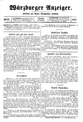 Würzburger Anzeiger (Neue Würzburger Zeitung) Sonntag 4. Oktober 1857