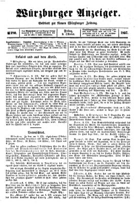 Würzburger Anzeiger (Neue Würzburger Zeitung) Freitag 9. Oktober 1857