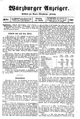 Würzburger Anzeiger (Neue Würzburger Zeitung) Samstag 10. Oktober 1857