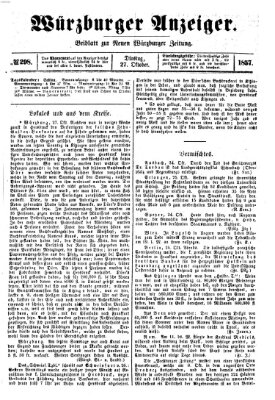 Würzburger Anzeiger (Neue Würzburger Zeitung) Dienstag 27. Oktober 1857