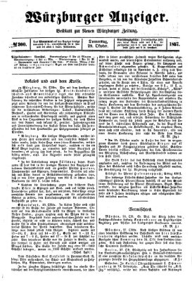 Würzburger Anzeiger (Neue Würzburger Zeitung) Donnerstag 29. Oktober 1857