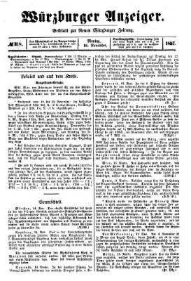 Würzburger Anzeiger (Neue Würzburger Zeitung) Montag 16. November 1857