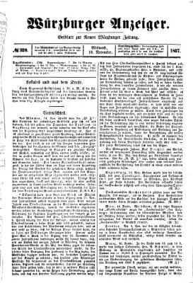 Würzburger Anzeiger (Neue Würzburger Zeitung) Mittwoch 18. November 1857