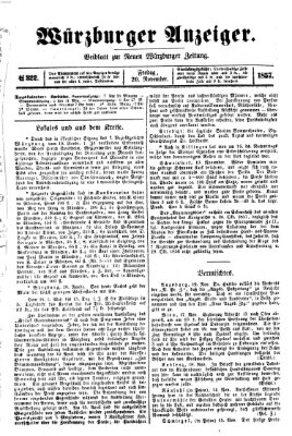 Würzburger Anzeiger (Neue Würzburger Zeitung) Freitag 20. November 1857