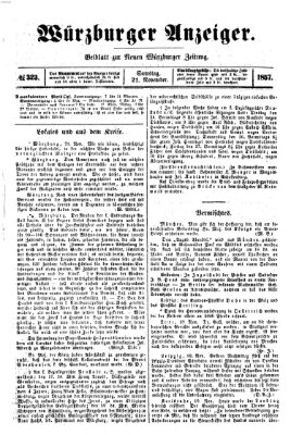 Würzburger Anzeiger (Neue Würzburger Zeitung) Samstag 21. November 1857