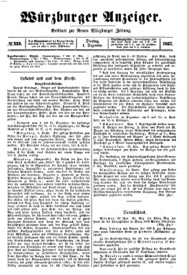 Würzburger Anzeiger (Neue Würzburger Zeitung) Dienstag 1. Dezember 1857