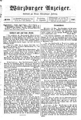 Würzburger Anzeiger (Neue Würzburger Zeitung) Donnerstag 17. Dezember 1857