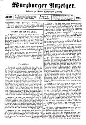 Würzburger Anzeiger (Neue Würzburger Zeitung) Donnerstag 31. Dezember 1857