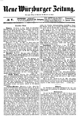 Neue Würzburger Zeitung Donnerstag 7. Januar 1858