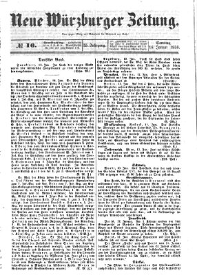 Neue Würzburger Zeitung Samstag 16. Januar 1858