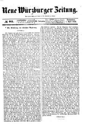 Neue Würzburger Zeitung Donnerstag 1. April 1858