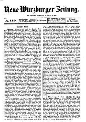 Neue Würzburger Zeitung Mittwoch 21. April 1858