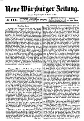 Neue Würzburger Zeitung Sonntag 25. April 1858