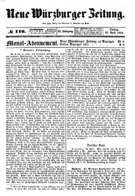 Neue Würzburger Zeitung Dienstag 27. April 1858