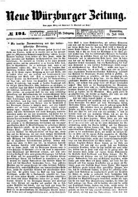 Neue Würzburger Zeitung Donnerstag 15. Juli 1858