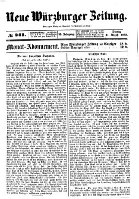 Neue Würzburger Zeitung Dienstag 31. August 1858