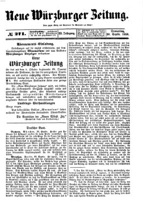 Neue Würzburger Zeitung Donnerstag 30. September 1858