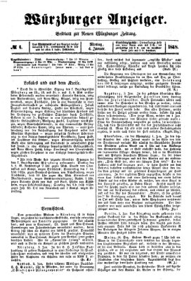 Würzburger Anzeiger (Neue Würzburger Zeitung) Montag 4. Januar 1858