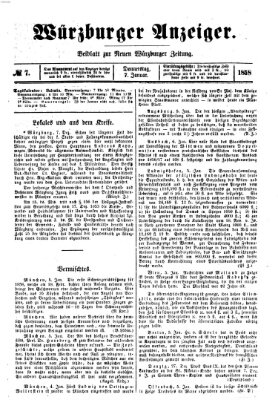 Würzburger Anzeiger (Neue Würzburger Zeitung) Donnerstag 7. Januar 1858