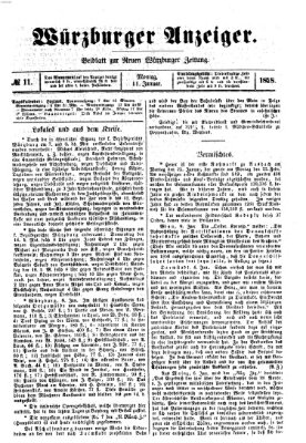 Würzburger Anzeiger (Neue Würzburger Zeitung) Montag 11. Januar 1858