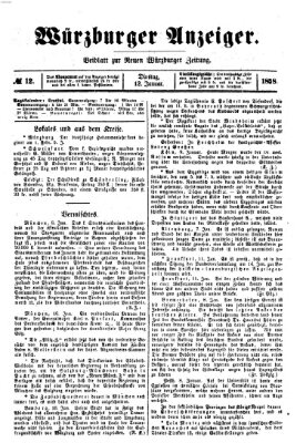 Würzburger Anzeiger (Neue Würzburger Zeitung) Dienstag 12. Januar 1858