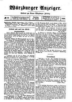 Würzburger Anzeiger (Neue Würzburger Zeitung) Samstag 16. Januar 1858