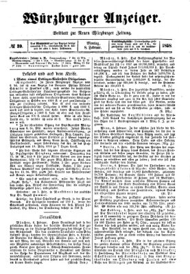 Würzburger Anzeiger (Neue Würzburger Zeitung) Montag 8. Februar 1858