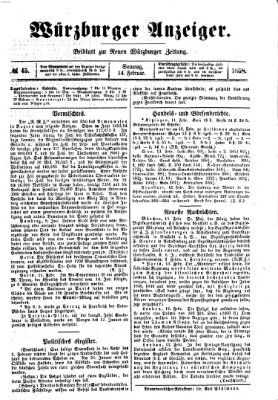 Würzburger Anzeiger (Neue Würzburger Zeitung) Sonntag 14. Februar 1858