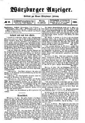 Würzburger Anzeiger (Neue Würzburger Zeitung) Montag 15. Februar 1858