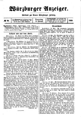 Würzburger Anzeiger (Neue Würzburger Zeitung) Donnerstag 18. Februar 1858