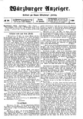 Würzburger Anzeiger (Neue Würzburger Zeitung) Freitag 19. Februar 1858