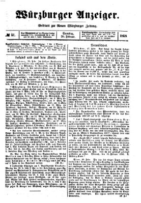 Würzburger Anzeiger (Neue Würzburger Zeitung) Samstag 20. Februar 1858