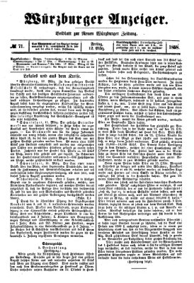 Würzburger Anzeiger (Neue Würzburger Zeitung) Freitag 12. März 1858