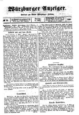 Würzburger Anzeiger (Neue Würzburger Zeitung) Sonntag 14. März 1858