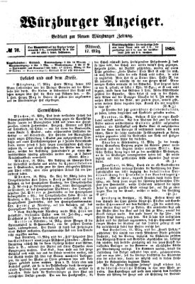 Würzburger Anzeiger (Neue Würzburger Zeitung) Mittwoch 17. März 1858