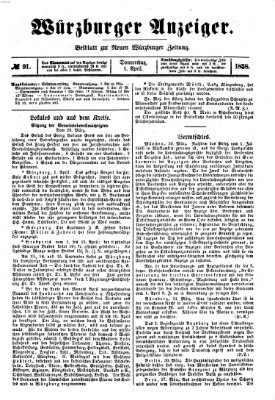 Würzburger Anzeiger (Neue Würzburger Zeitung) Donnerstag 1. April 1858