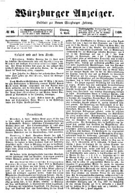 Würzburger Anzeiger (Neue Würzburger Zeitung) Dienstag 6. April 1858