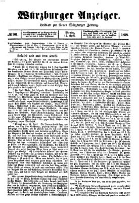 Würzburger Anzeiger (Neue Würzburger Zeitung) Montag 12. April 1858