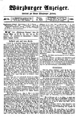 Würzburger Anzeiger (Neue Würzburger Zeitung) Montag 26. April 1858