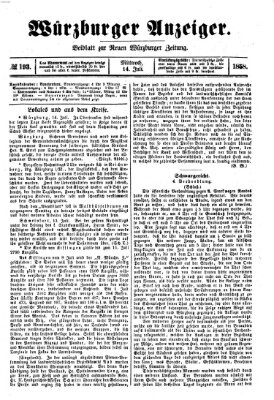 Würzburger Anzeiger (Neue Würzburger Zeitung) Mittwoch 14. Juli 1858