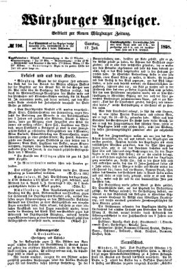 Würzburger Anzeiger (Neue Würzburger Zeitung) Samstag 17. Juli 1858