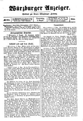 Würzburger Anzeiger (Neue Würzburger Zeitung) Donnerstag 5. August 1858