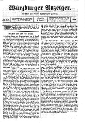 Würzburger Anzeiger (Neue Würzburger Zeitung) Samstag 7. August 1858