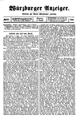 Würzburger Anzeiger (Neue Würzburger Zeitung) Mittwoch 11. August 1858