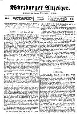 Würzburger Anzeiger (Neue Würzburger Zeitung) Samstag 14. August 1858