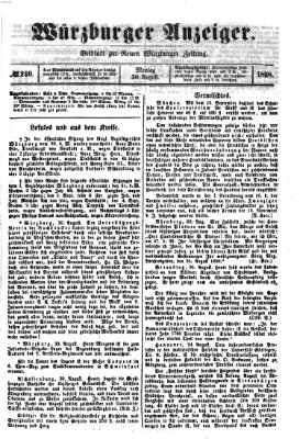 Würzburger Anzeiger (Neue Würzburger Zeitung) Montag 30. August 1858