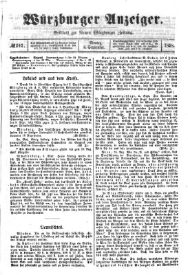 Würzburger Anzeiger (Neue Würzburger Zeitung) Montag 6. September 1858