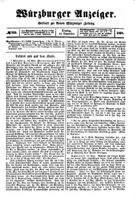 Würzburger Anzeiger (Neue Würzburger Zeitung) Dienstag 14. September 1858