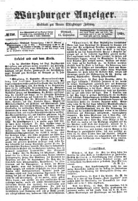 Würzburger Anzeiger (Neue Würzburger Zeitung) Mittwoch 15. September 1858