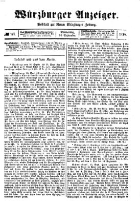 Würzburger Anzeiger (Neue Würzburger Zeitung) Donnerstag 16. September 1858